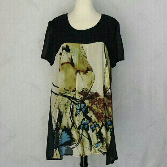 Rongxuan Tops - NWT Rongxuan Black Blouse / Tunic /Short Dress 4XL